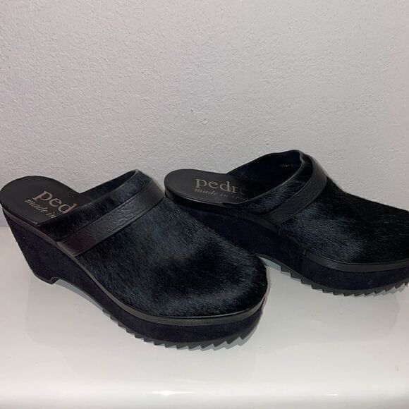 NWOT Pedro Garcia Chunky Platform Calf Hair Clogs - Picture 1 of 6